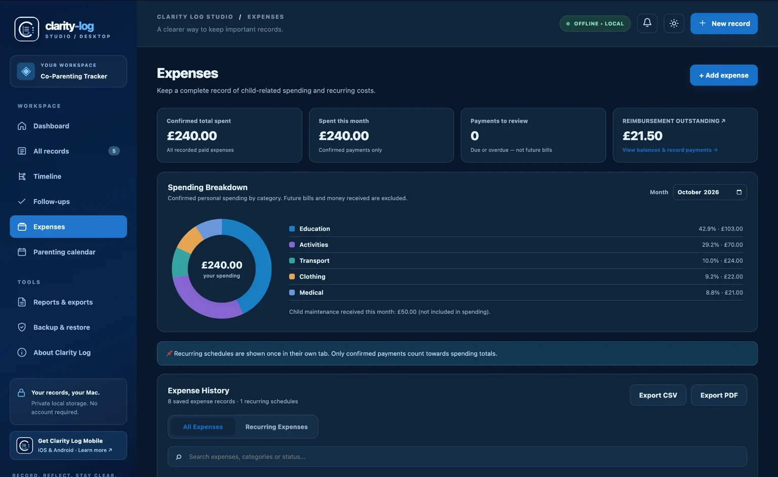 Keep track of shared costs